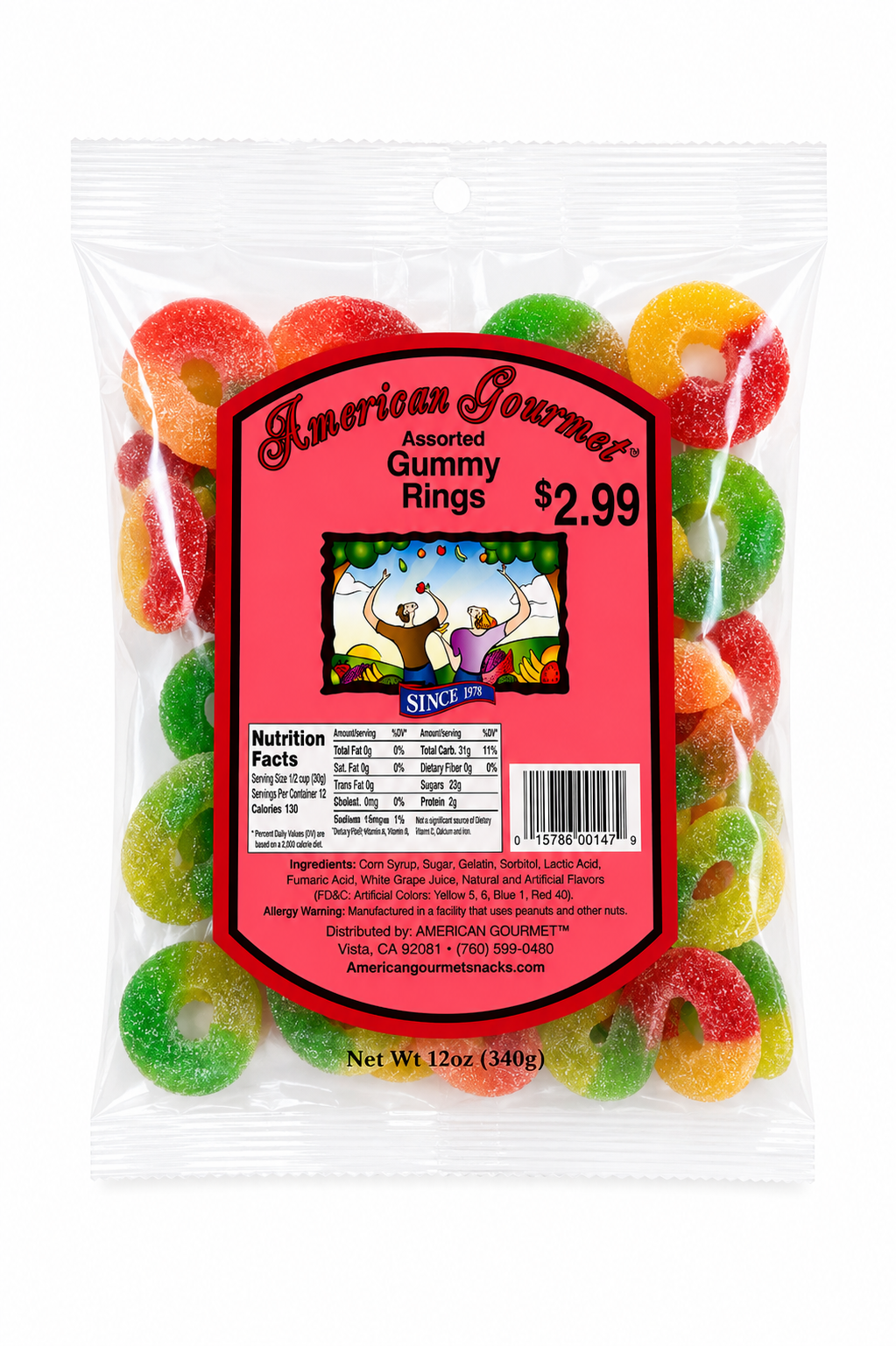 American Gourmet Assorted Gummy Rings – 12 oz