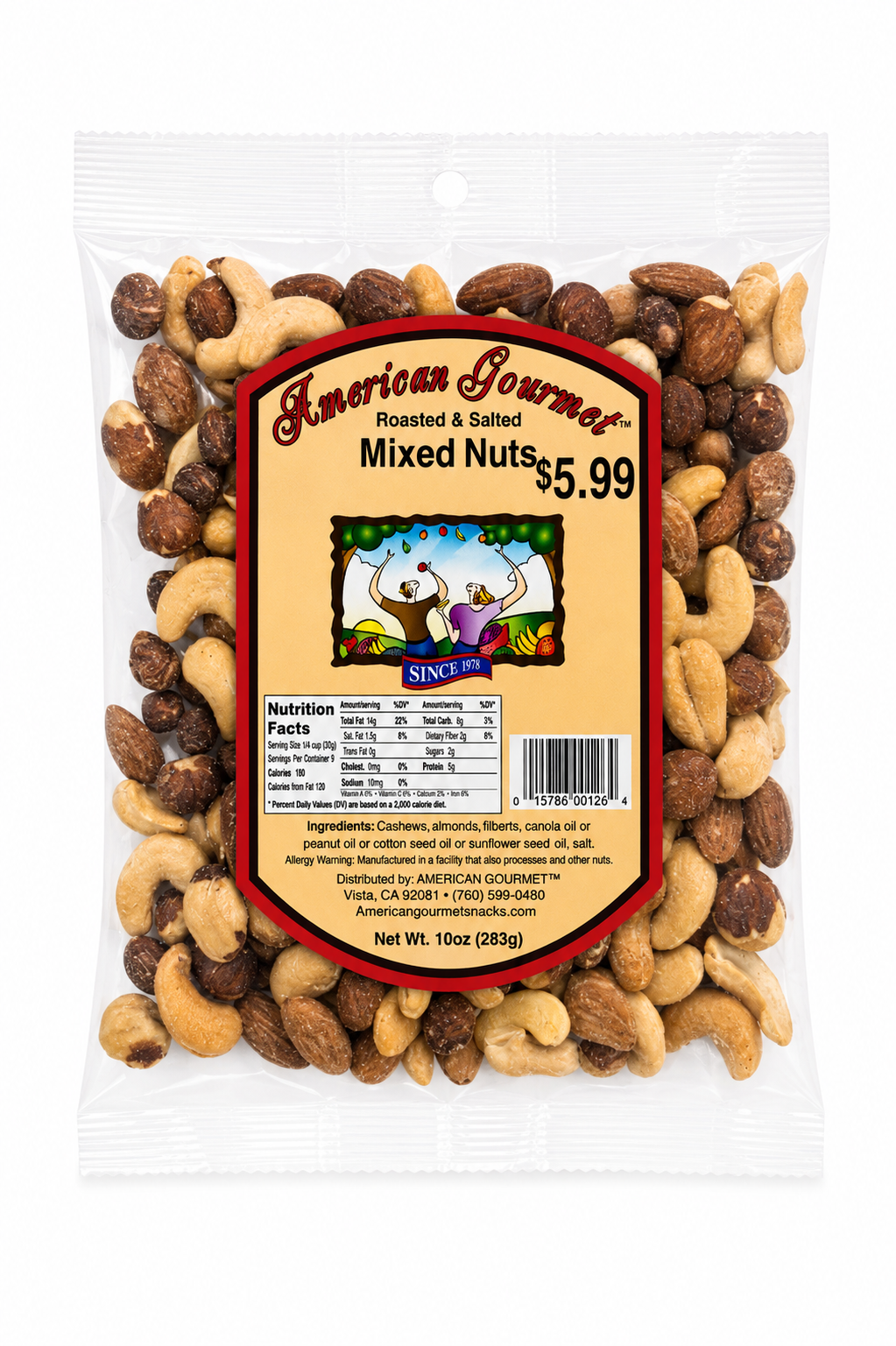 American Gourmet Roasted & Salted Mixed Nuts – 10 oz